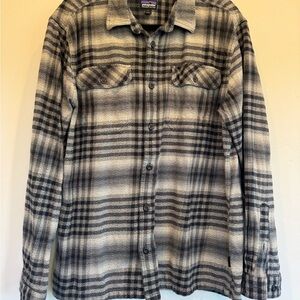 Patagonia Black and Cream Plaid Shirt
